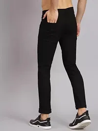 Elegant Black Denim Solid Mid-Rise Jeans For Men-thumb1