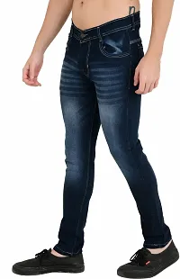 Classic Blue Cotton Blend Solid Jeans For Men-thumb2