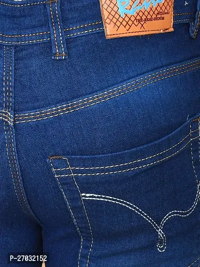 Classic Blue Denim Solid Jeans For Men-thumb5