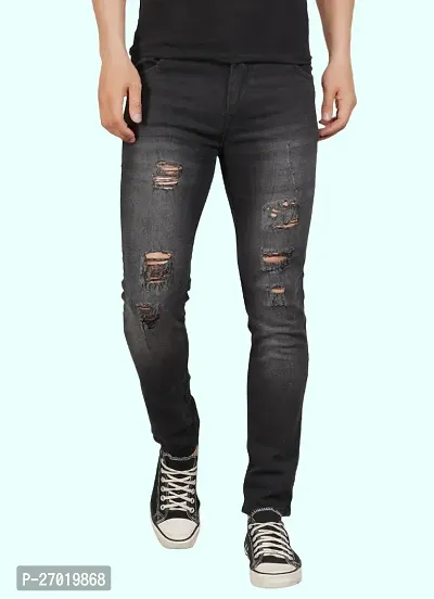 Stylish Cotton Blend Slim Fit Jeans For Men-thumb0