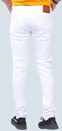 Stylish White Denim Solid Mid-Rise Jeans For Men-thumb1