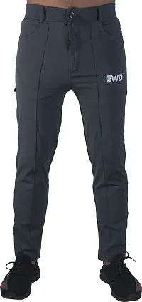 Stylish Grey Lycra Blend Regular Track Pants for Men-thumb4