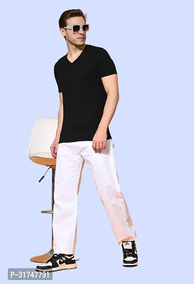 Stylish White Denim Solid Mid-Rise Jeans For Men-thumb3