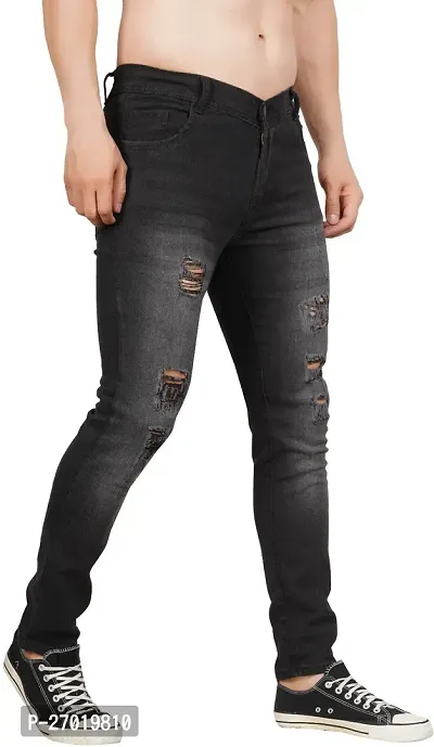 Stylish Cotton Blend Slim Fit Jeans For Men-thumb3