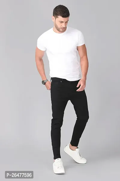 Stylish Black Cotton Blend Mid-Rise Jeans For Men-thumb3