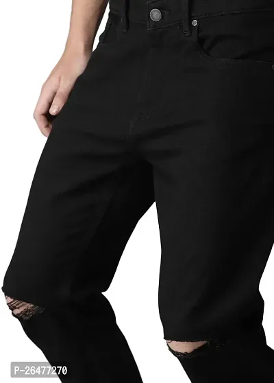 Stylish Black Cotton Blend Mid-Rise Jeans For Men-thumb3