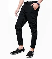 Mevan Stylish Black Lycra Blend Solid Regular Fit Trouser For Men-thumb1