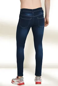 Elegant Blue Denim Distress Mid-Rise Jeans For Men-thumb1