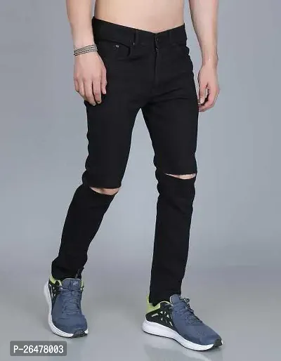 Stylish Black Denim Mid-Rise Jeans For Men-thumb4