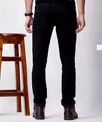 Stylish Black Cotton Blend Solid Mid-Rise Jeans For Men-thumb1