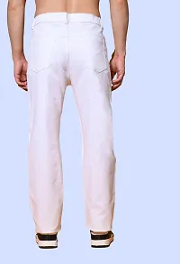 Stylish White Denim Solid Mid-Rise Jeans For Men-thumb1