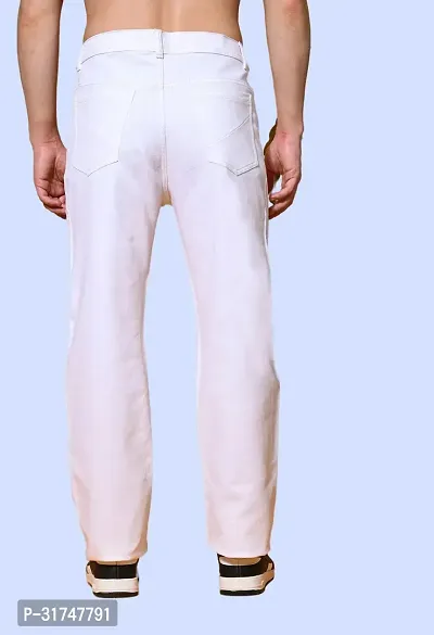 Stylish White Denim Solid Mid-Rise Jeans For Men-thumb2