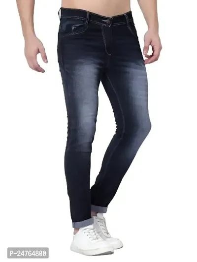 COMFITS Fashion Men's Slim Fit Washed Jeans Stretchable (32) Blue
