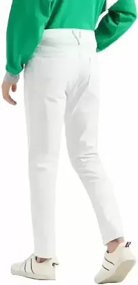 Stylish White Denim Solid Regular Fit Jeans For Men-thumb1