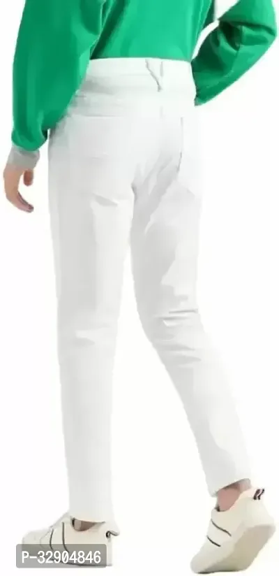 Stylish White Denim Solid Regular Fit Jeans For Men-thumb2