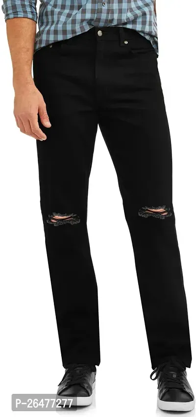 Stylish Black Denim Mid-Rise Jeans For Men-thumb0