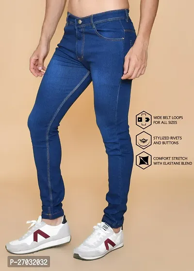 Classic Blue Denim Solid Jeans For Men-thumb3