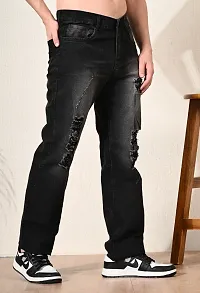 Stylish Black Denim Solid Mid-Rise Jeans For Men-thumb2