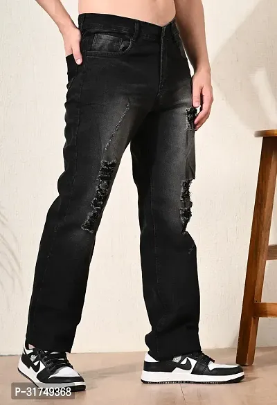 Stylish Black Denim Solid Mid-Rise Jeans For Men-thumb3