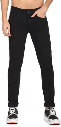 Stylish Black Cotton Blend Mid-Rise Jeans For Men-thumb1