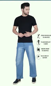 Stylish Blue Cotton Blend Solid Mid-Rise Jeans For Men-thumb3