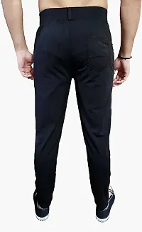 Mevan Comfortable Black Polyester Spandex Regular Track Pants For Men-thumb1