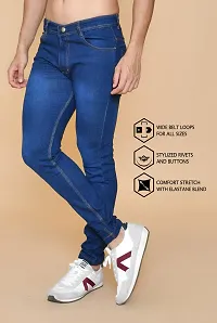 Classic Blue Denim Solid Jeans For Men-thumb2