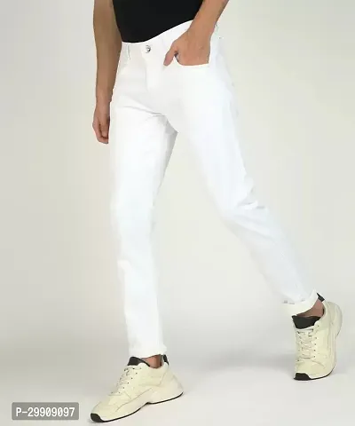 Stylish White Cotton Blend Mid-Rise Jeans For Men-thumb3