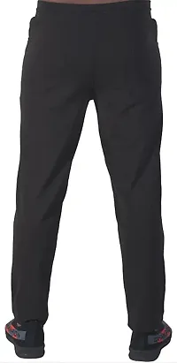 Stylish Black Lycra Blend Regular Track Pants for Men-thumb1