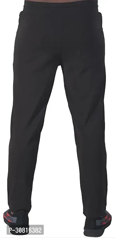 Stylish Black Lycra Blend Regular Track Pants for Men-thumb2