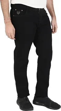 Classic Black Cotton Blend Solid Jeans For Men-thumb2