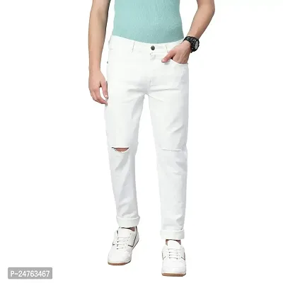 COMFITS Men's Slit Cut Regular Fit Jeans (36) White