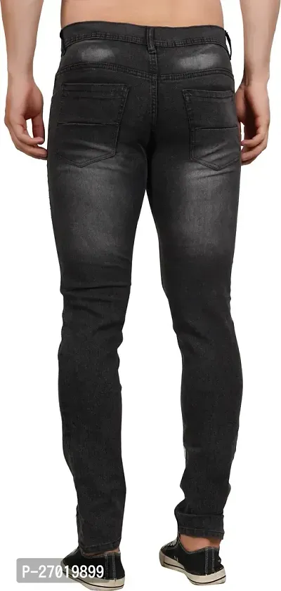 Stylish Cotton Blend Slim Fit Jeans For Men-thumb2