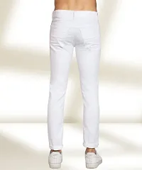 Elegant White Denim Solid Mid-Rise Jeans For Men-thumb1