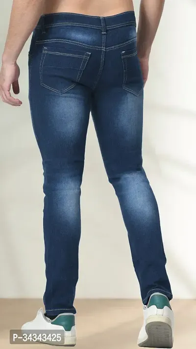 Stylish Blue Denim Solid Jeans For Men-thumb2