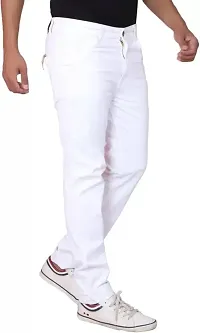 Stylish White Denim Solid Mid Rise Jeans For Men-thumb3