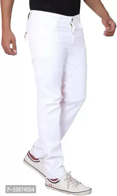 Stylish White Denim Solid Mid Rise Jeans For Men-thumb4