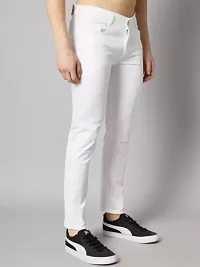 Stylish White Denim Solid Jeans For Men-thumb2