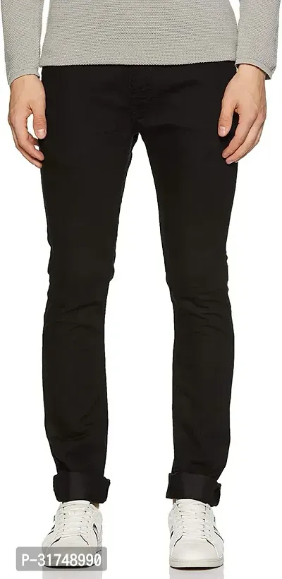 Stylish Black Cotton Blend Solid Mid-Rise Jeans For Men-thumb0