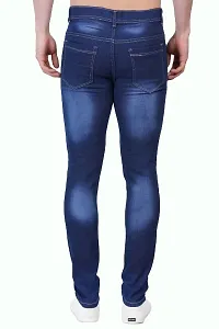 Stylish Blue Cotton Blend Solid Mid-Rise Jeans For Men-thumb1