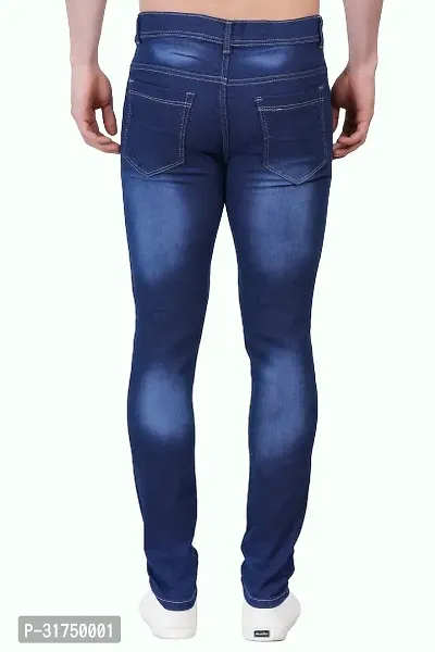 Stylish Blue Cotton Blend Solid Mid-Rise Jeans For Men-thumb2