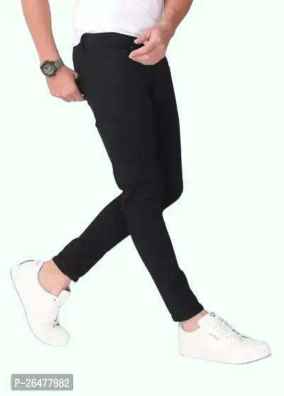 Stylish Black Cotton Blend Mid-Rise Jeans For Men-thumb3