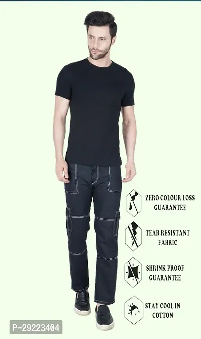 Stylish Black Cotton Blend Solid Mid-Rise Jeans For Men-thumb4