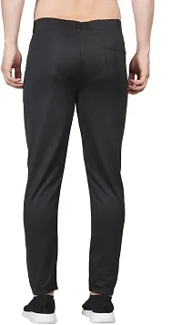 Mevan Stylish Black Lycra Blend Solid Regular Fit Trouser For Men-thumb1