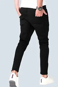 Stylish Black Denim Solid Jeans For Men-thumb1