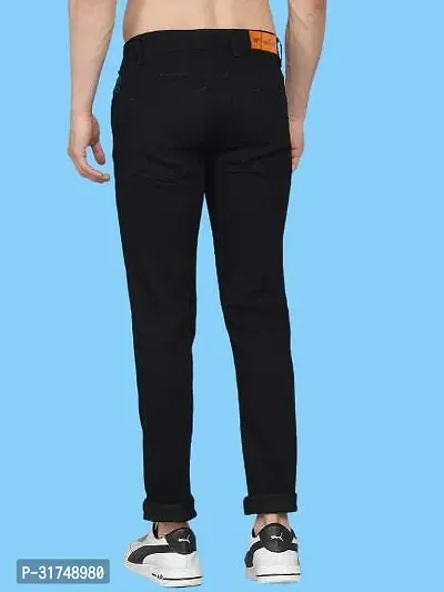 Stylish Black Polycotton Solid Mid-Rise Jeans For Men-thumb2