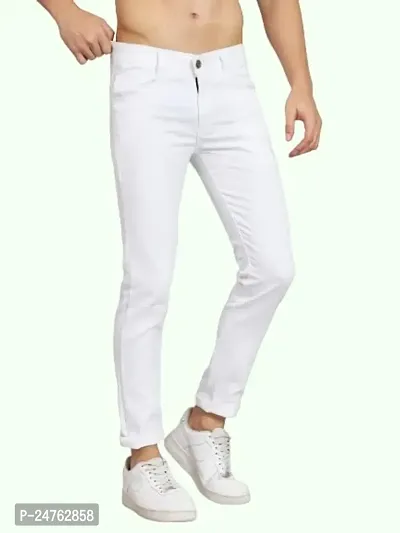 COMFITS Men's Regular Slim Fit Tapered Jeans (26) White-thumb2