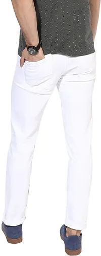 Stylish White Denim Solid Mid-Rise Jeans For Men-thumb1