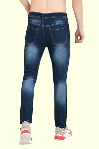 Stylish Blue Cotton Blend Solid Mid-Rise Jeans For Men-thumb1