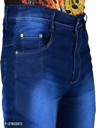 Classic Blue Cotton Solid Jeans For Men-thumb5